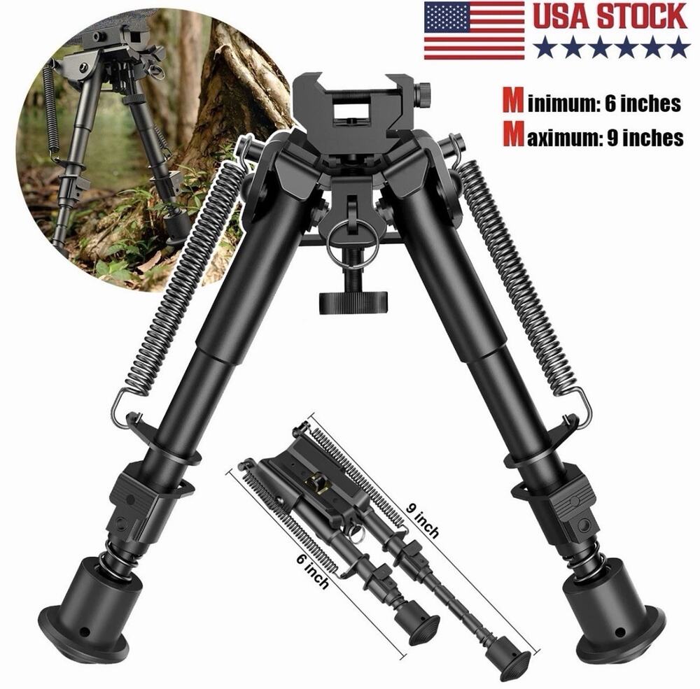CVLIFE 6-9” Tactical Rifle Bipod Adjustable Spring Return w/ Adapter New